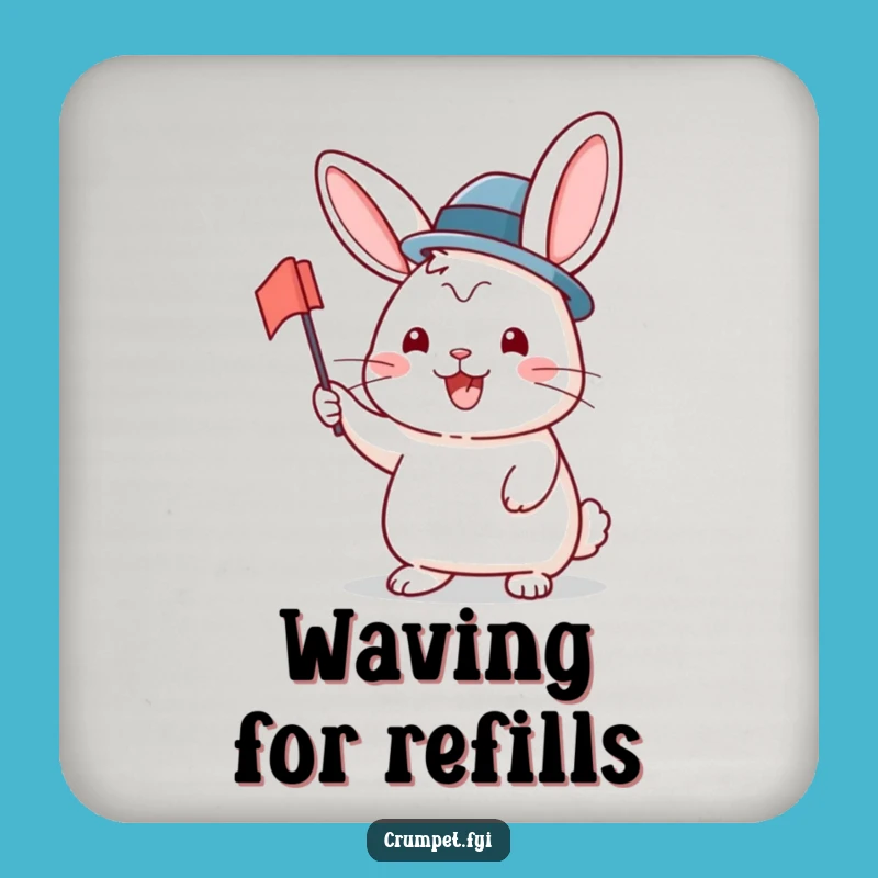 Funny Rabbit Coasters: Protect Surfaces with Bowler Hat & Flag Waving Humor!