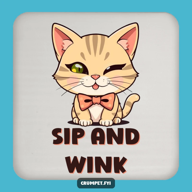 Funny Mischievous Cat Bowtie Winker Coaster: Protect Surfaces with Playful Style