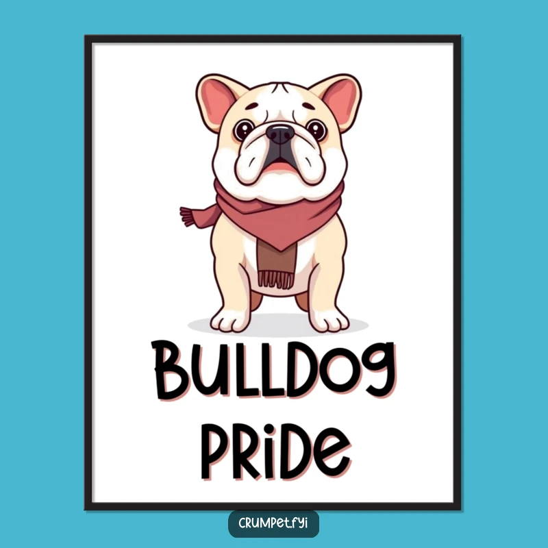Funny Proud Bulldog Scarf Wearer Poster: Wall Art That Stands Tall