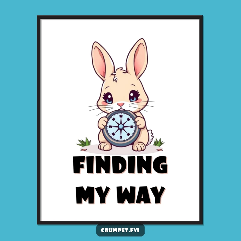 Funny Rabbit Compass Poster: Adorn Your Walls with This Whimsical Explorer's Art Print