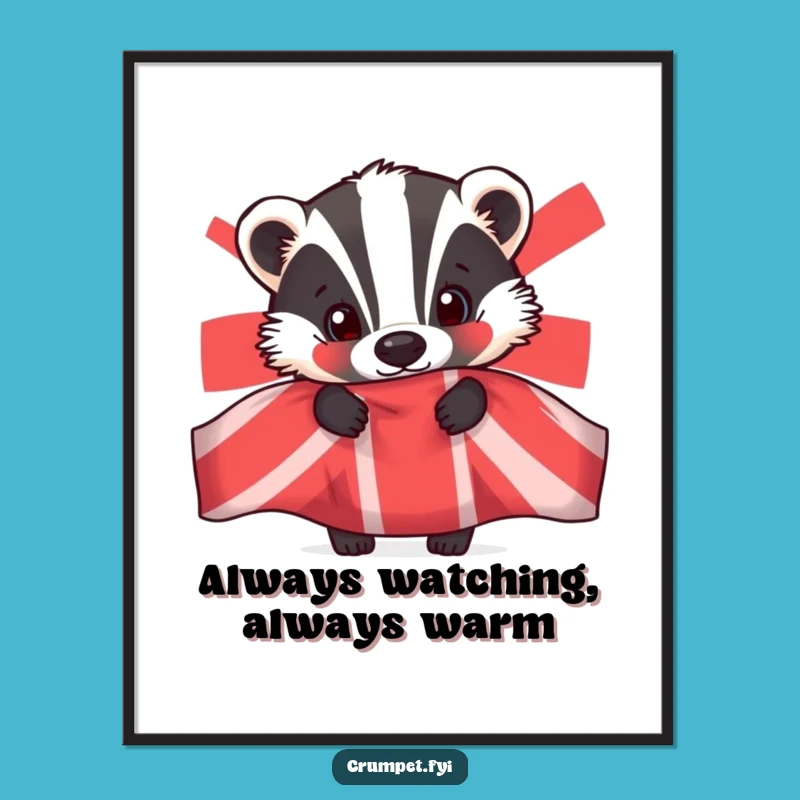 Funny Badger Art Print - Curious Peeking Character, Whimsical Wall Decor, Humorous Gift Idea