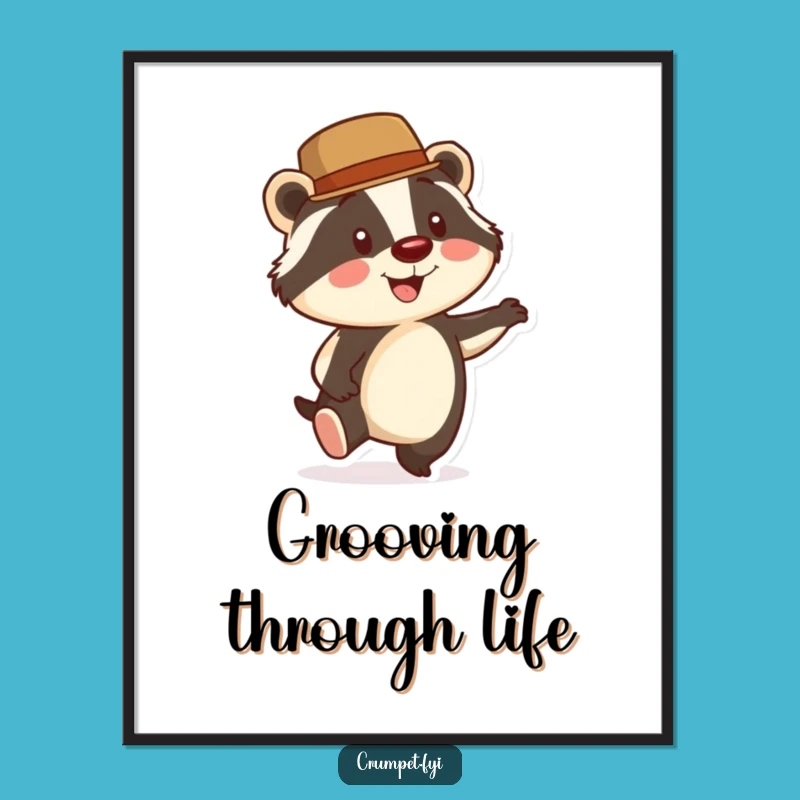Funny Badger Poster: Dapper Bowler Hat Art Print, Perfect Gift