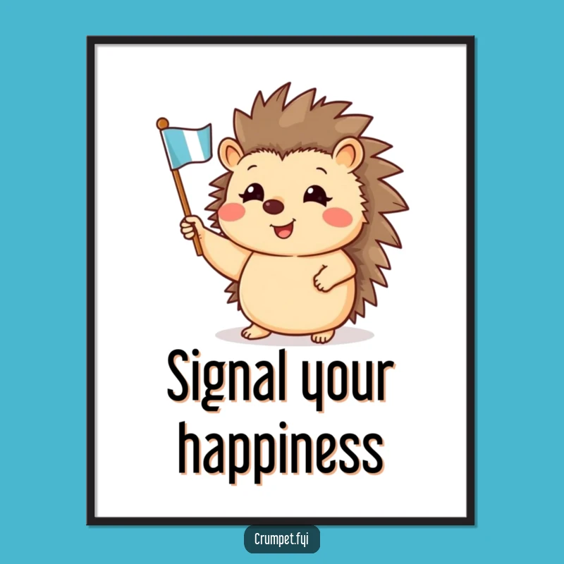 Funny Hedgehog Waving Flag Poster: A Cheerful Piece of Art and Gift