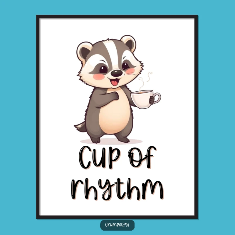 Funny Playful Badger Dance Poster: Whimsical Art and Humorous Vibes, Wonderful Gift