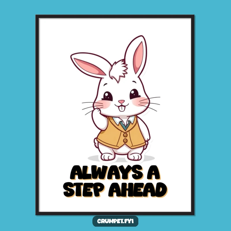 Funny Rabbit Waiter Poster: Playful Art, Cheeky Grin, Wonderful Funny Gift!