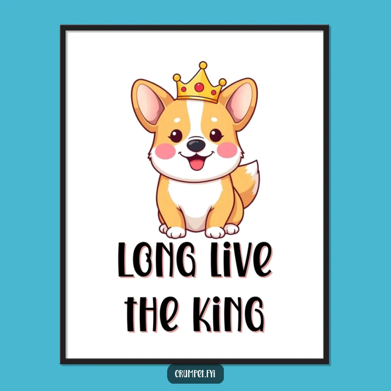 Funny Corgi Poster - Royal Crown Wall Art for Dog Lovers