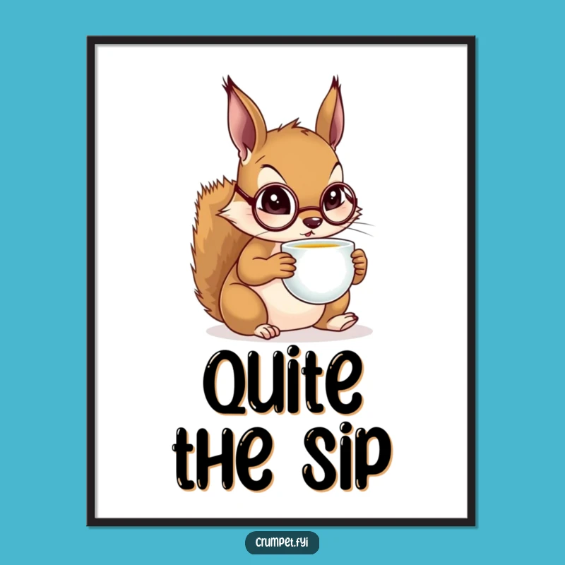 Funny Squirrel Monocle Poster: Sophisticated Sipping Art, Amazing Funny Gift