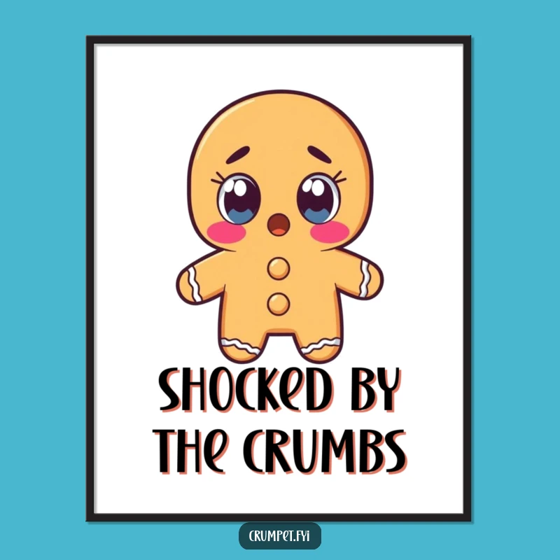 Funny Gingerbread Man Poster: Shocked Pastry Art for Dramatic Decor