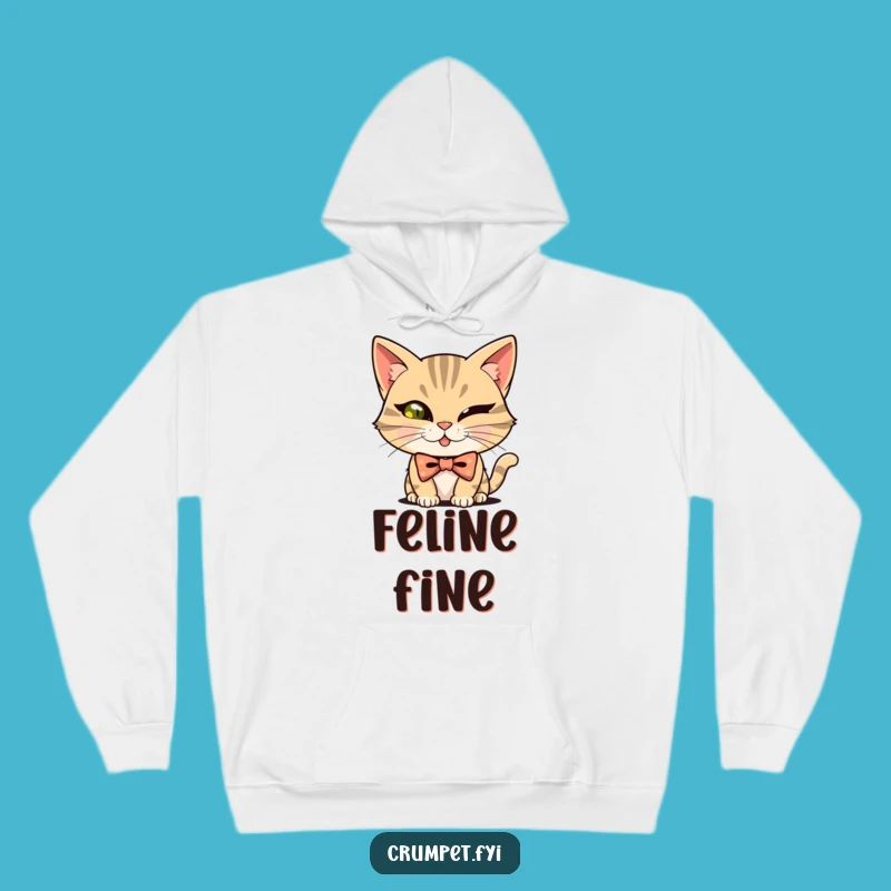 Cozy Funny Mischievous Cat Bowtie Winker Hoodie: Warmth with a Wicked Wink