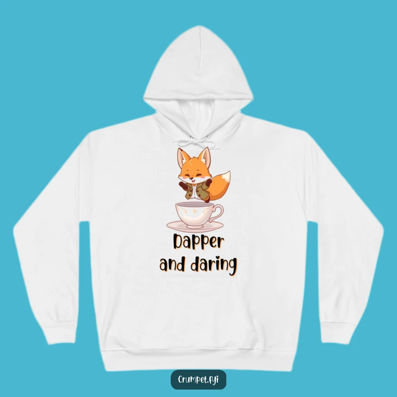Funny Fox Hoodie - Cozy Tweed Jacket Leaping Teacup, Warm Dapper Gift