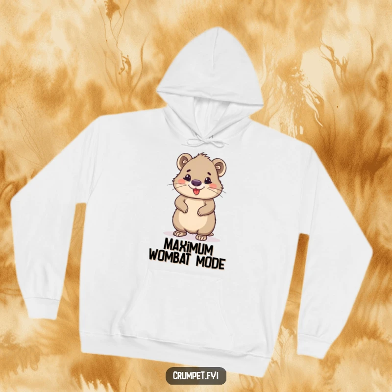 Funny wombat hoodie featuring a proud, smiling wombat standing tall, offering warmth and humor. A great gift for those who love cuddly, confident creatures.