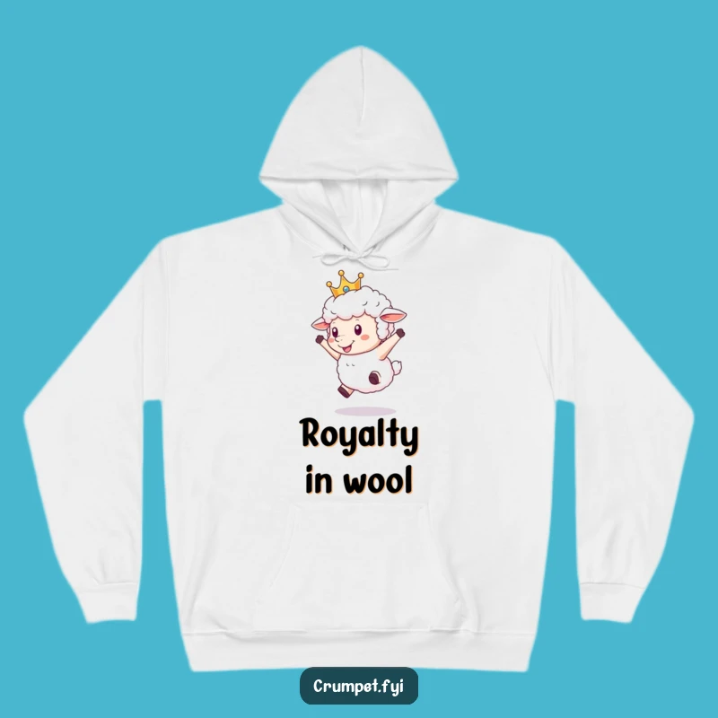 Funny Royal Sheep Hoodie: Cozy Crowned Sheep Leaping Joyfully, Great Funny Gift
