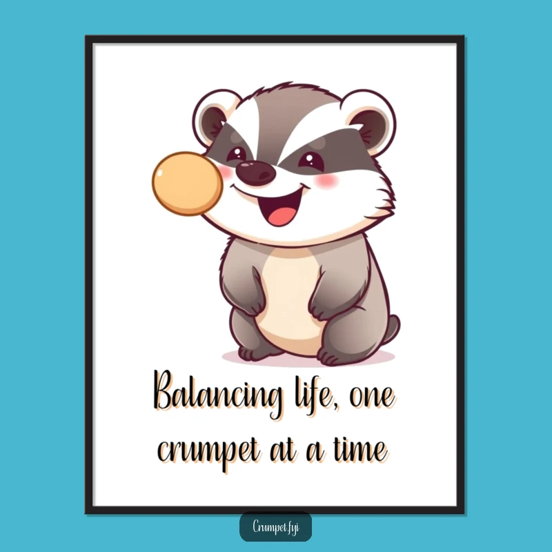 Free Printable Wall Art: Crumpet Badger, Whimsical Downloadable Decor
