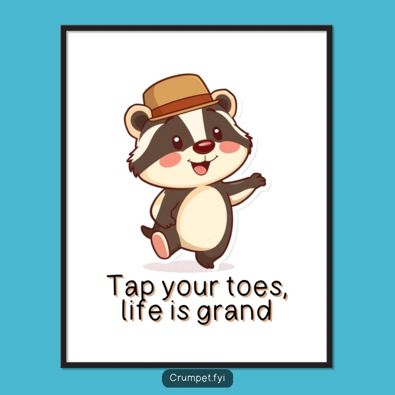 Free Printable Wall Art: Badger Bowler Hat Tapping Foot Funny Downloadable Home Decor