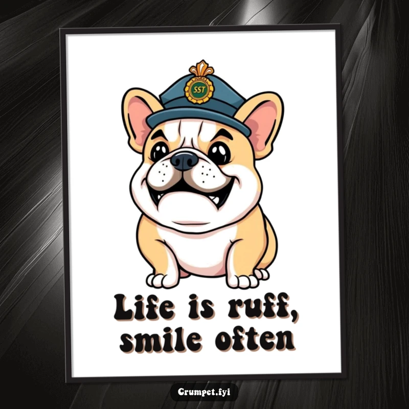 Funny Free Printable Wall Art: Happy bulldog in a ceremonial hat strikes a confident pose, adding distinguished humor to any room.