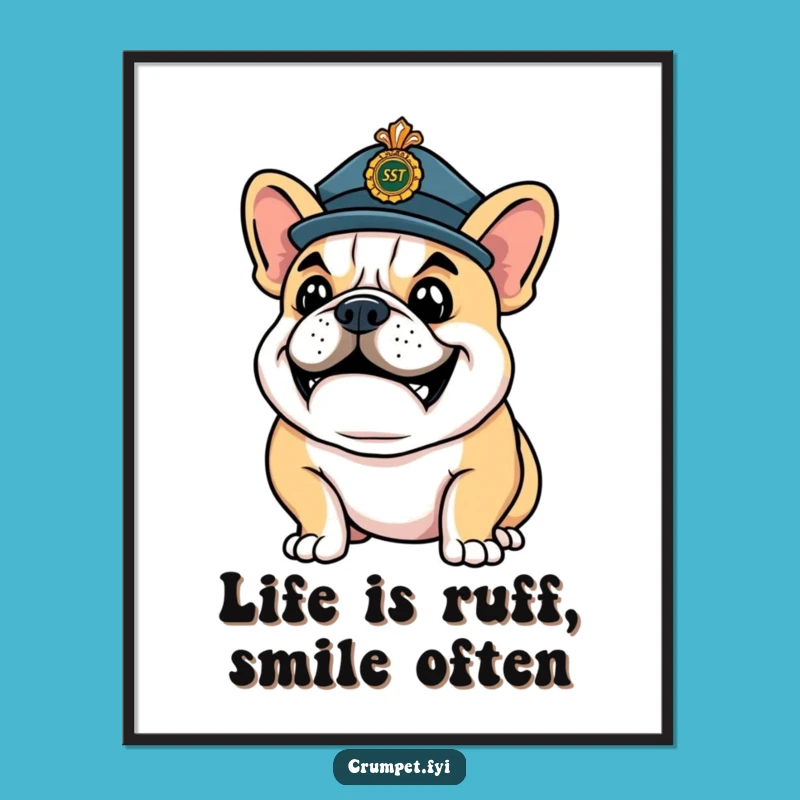 Free Printable Wall Art: Confident Bulldog, Ceremonial Hat, Funny Downloadable Decor