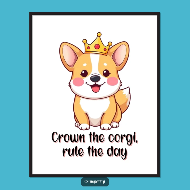 Free Printable Wall Art: Royal Corgi, Cute Dog Humor Downloadable Decor