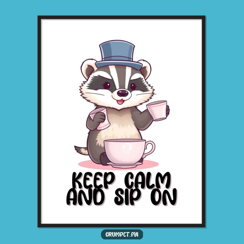 Funny Free Printable Wall Art: Juggling Badger, Downloadable Art Gift