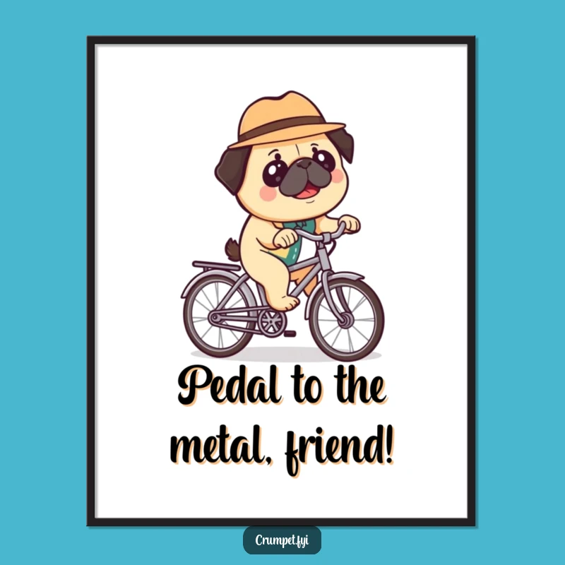 Funny Free Printable Wall Art: Pug Cyclist - Quirky Downloadable Decor!