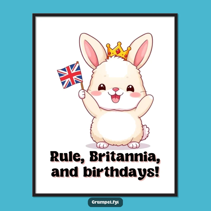 Free Printable Wall Art: Royal Bunny Crown Union Jack Funny Downloadable Home Decor