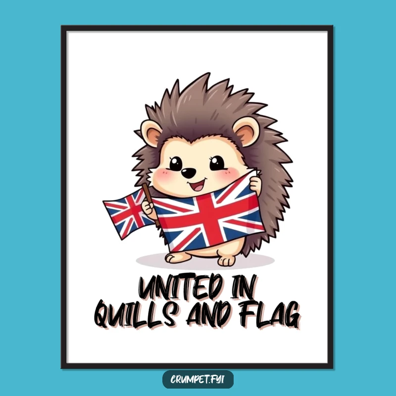 Free Printable Wall Art: Hedgehog with Flag, Quirky Patriotic Downloadable Decor