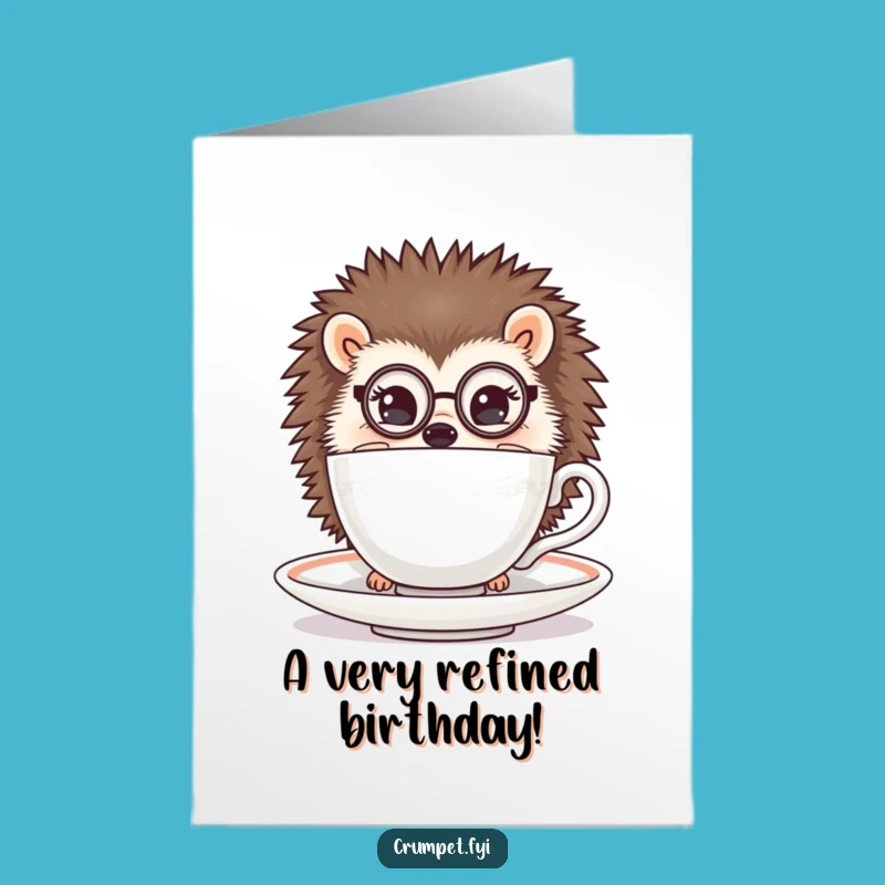 Free Printable Birthday Card: Monocle Hedgehog, Sophisticated Funny Downloadable Gift