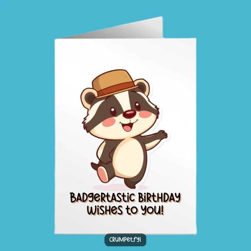 Free Printable Birthday Card: Badger Bowler Hat Tapping Foot Funny Card Downloadable Gift