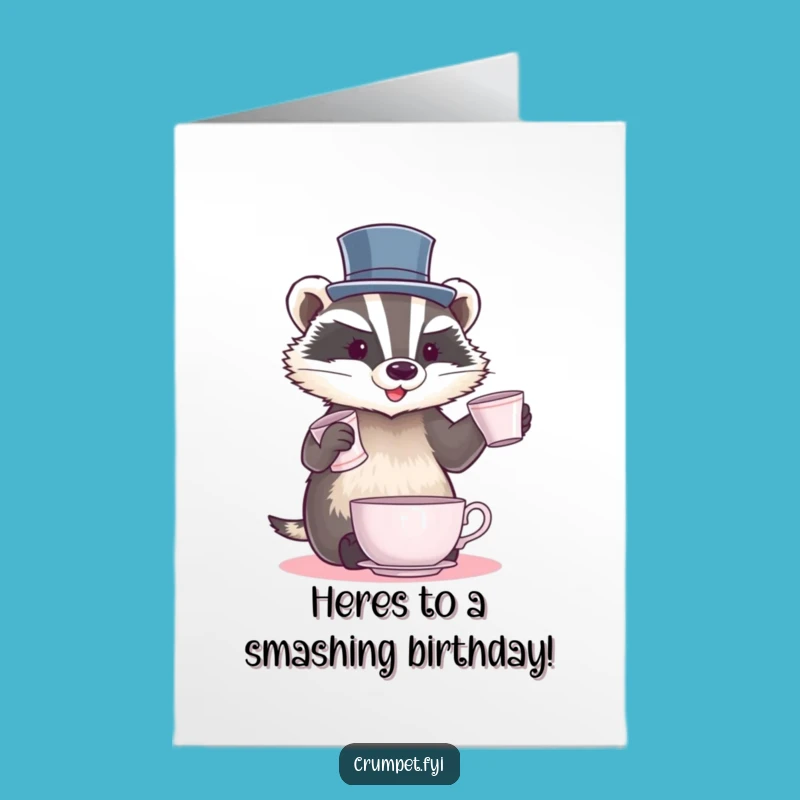 Free Printable Birthday Card: Juggling Badger Top Hat, Funny Downloadable Gift