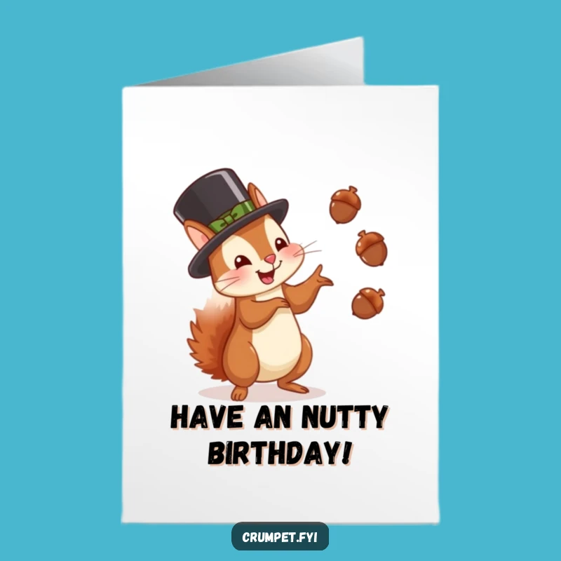 Free Printable Birthday Card: Juggling Squirrel, Joyful Funny Downloadable Gift