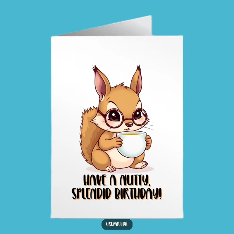 Free Printable Birthday Card: Monocle Squirrel Sipping Tea, Funny Downloadable Gift