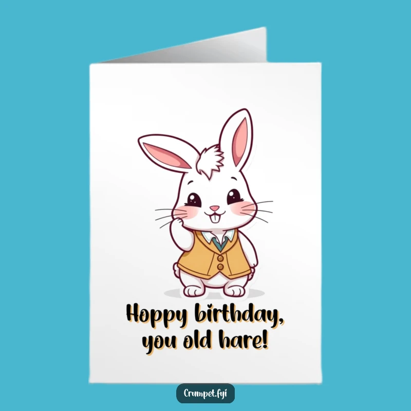 Free Printable Birthday Card: Playful Rabbit Tipping Cap, Cheeky Grin, Funny DIY Downloadable Gift