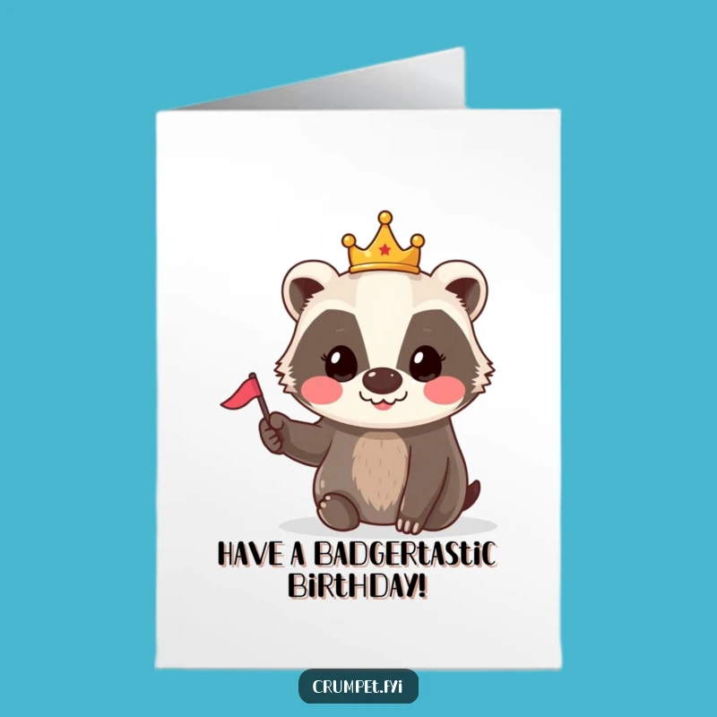 Free Printable Birthday Card: Badger Crown Flag Fun Downloadable Gift