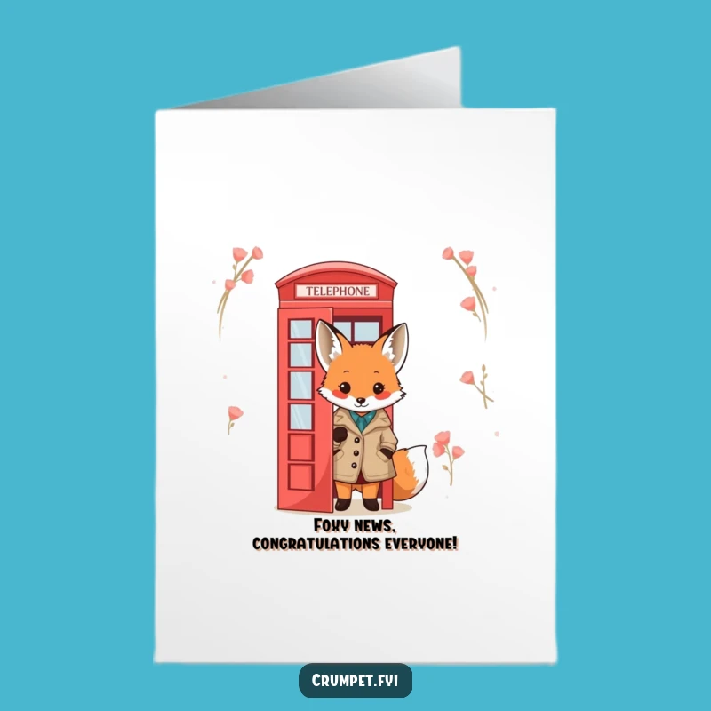 Free Printable Congrats Card: Fox Tweed Jacket Telephone Box Funny Celebration Downloadable Gift