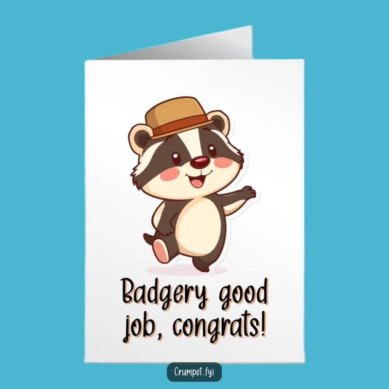 Free Printable Congrats Card: Badger Bowler Hat Tapping Foot Funny Celebration Downloadable Gift