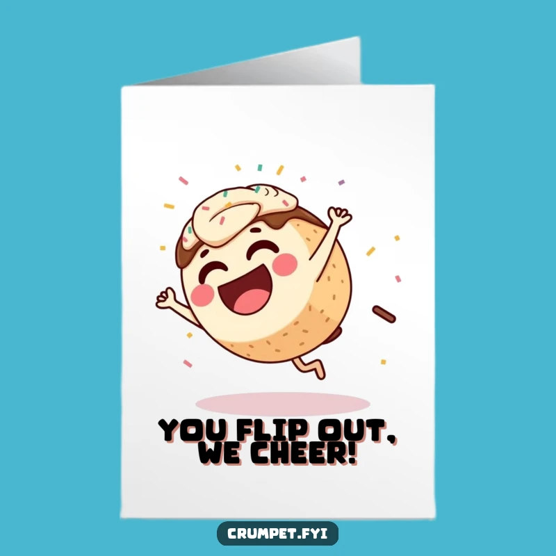 Free Printable Congrats Card: Coffee Cake Cartwheel Humor Downloadable Gift
