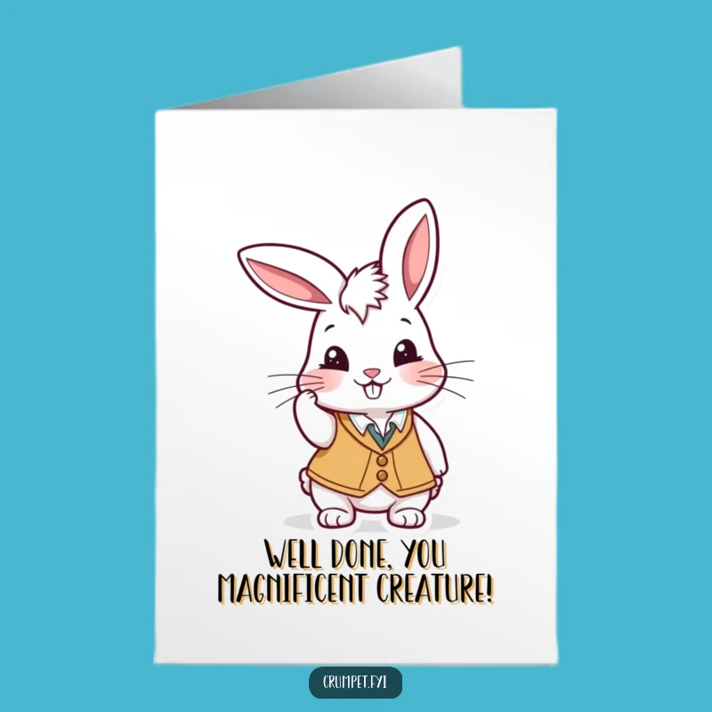 Free Printable Congrats Card: Rabbit's Cap Tip, Cheeky Grin, Hilarious DIY Downloadable Success