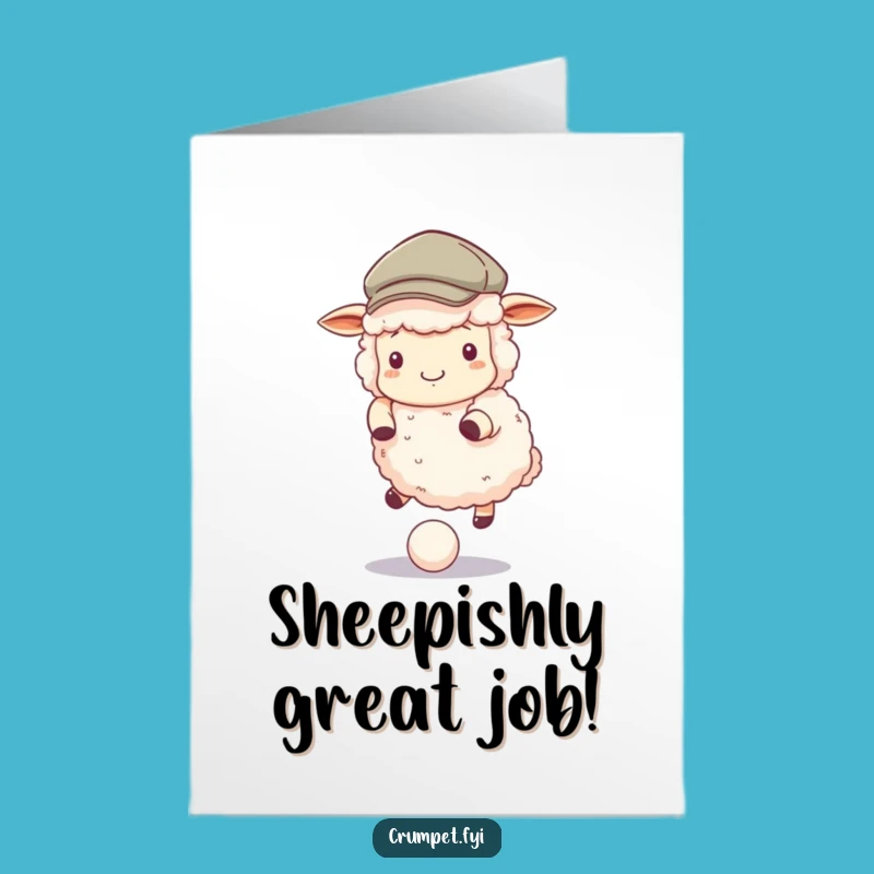 Free Printable Congratulations Card: Sheep Bouncing Ball - Playful Downloadable Gift