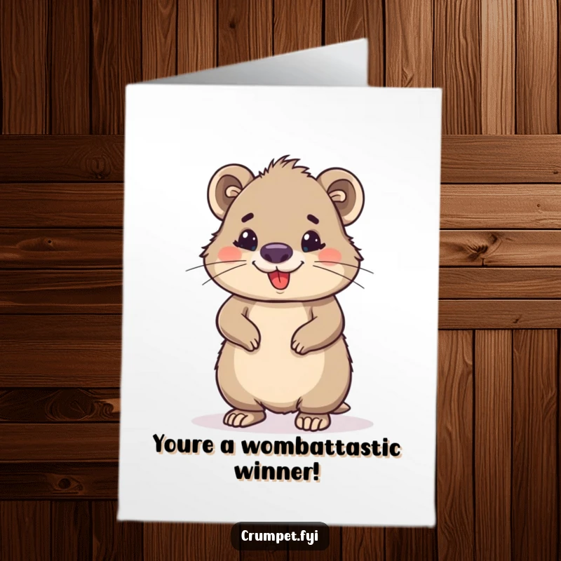 Funny Free Printable Wombat Congratulations Card: A proud wombat gives a confident smile, conveying joyful congratulations.