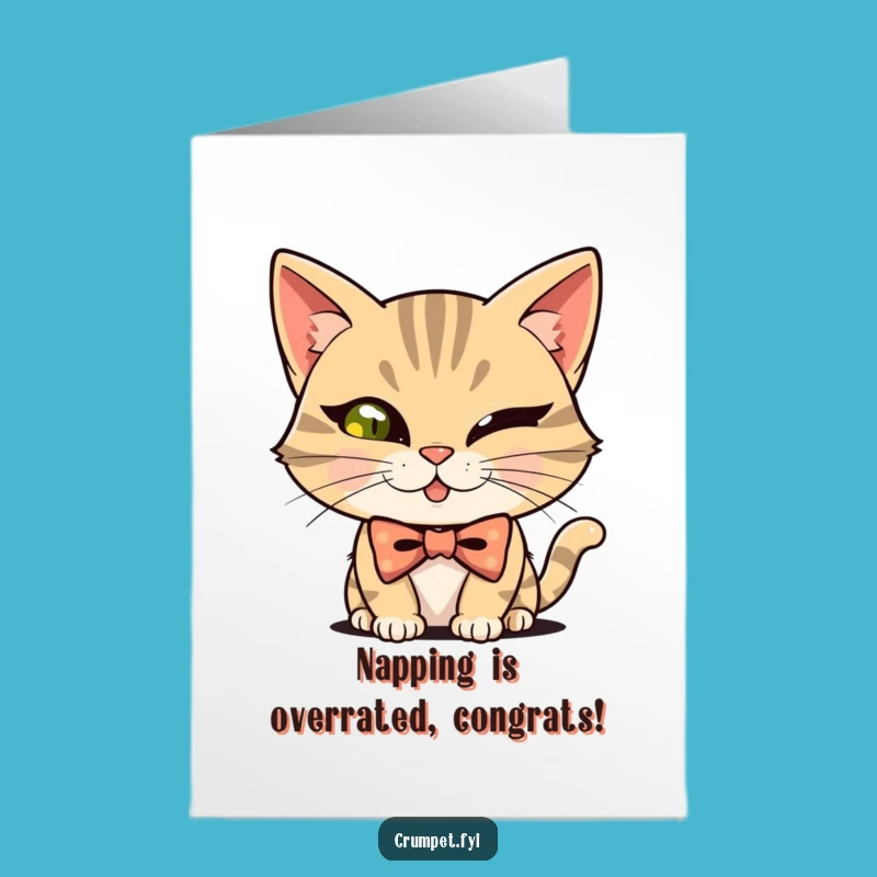 Free Printable Congratulations Card: Cat Winks at Success - Funny Downloadable Gift