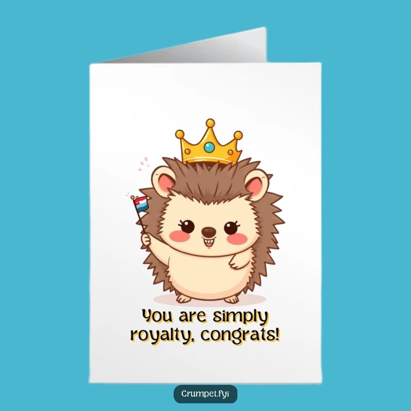 Free Printable Congrats Card: Hedgehog King Celebrates Victory!