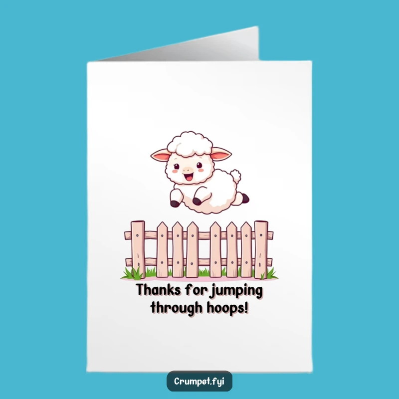 Free Printable Funny Sheep Thank You Card: Grateful Leap Downloadable Gift for Expressing Thanks