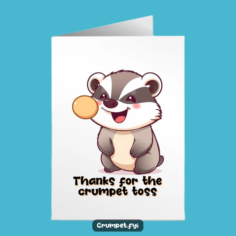 Free Printable Thank You Card: Crumpet-Bouncing Badger, Downloadable Gratitude