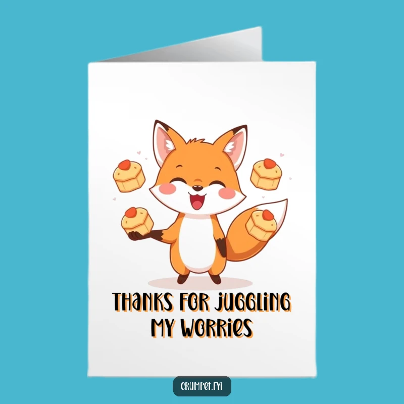 Free Printable Thank You Card: Fox Juggling Scones - Downloadable Thanks!