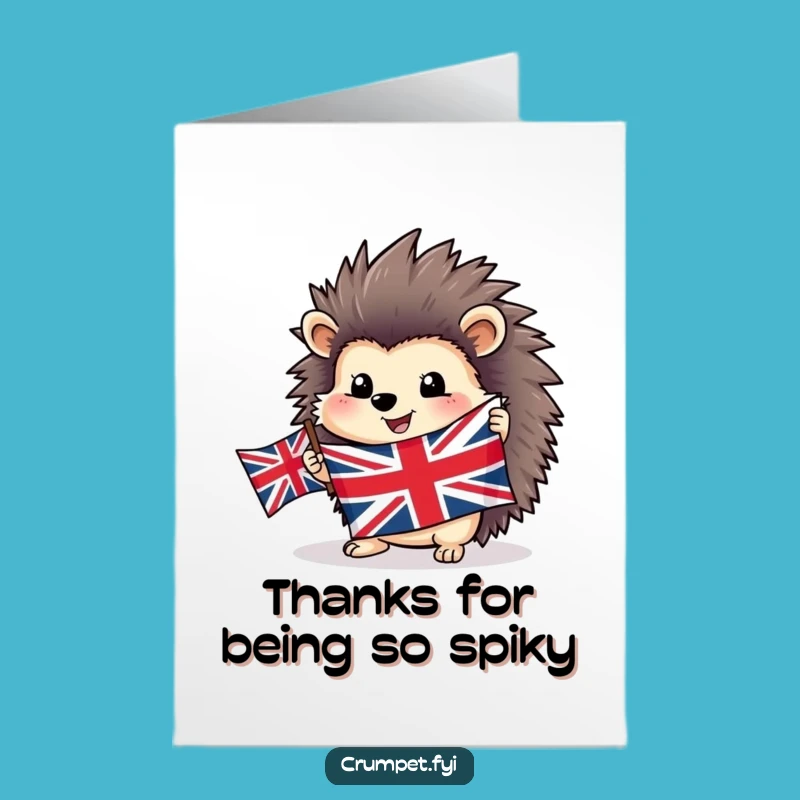 Free Printable Thank You Card: Hedgehog Flag, Grateful Humor Downloadable