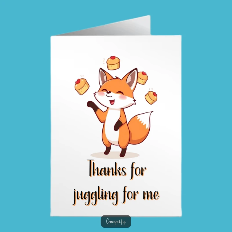 Free Printable Thank You Card: Juggling Fox & Scones, Downloadable Gratitude