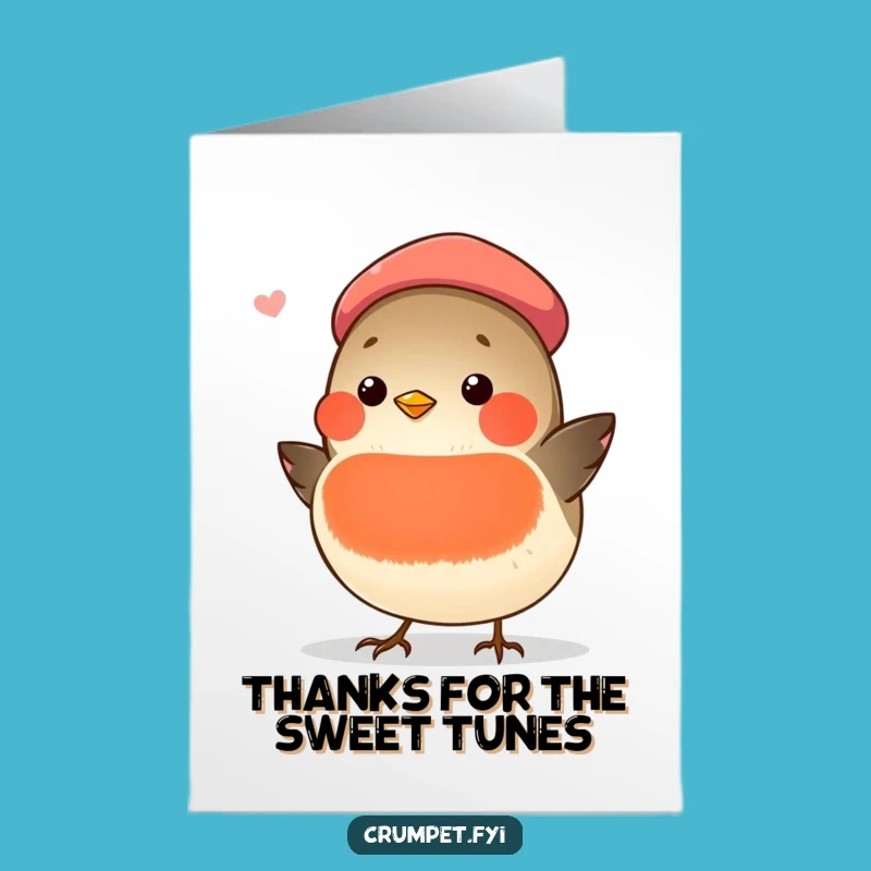 Free Printable Thank You Card: Robin Sings Gratitude - Funny Downloadable Gift