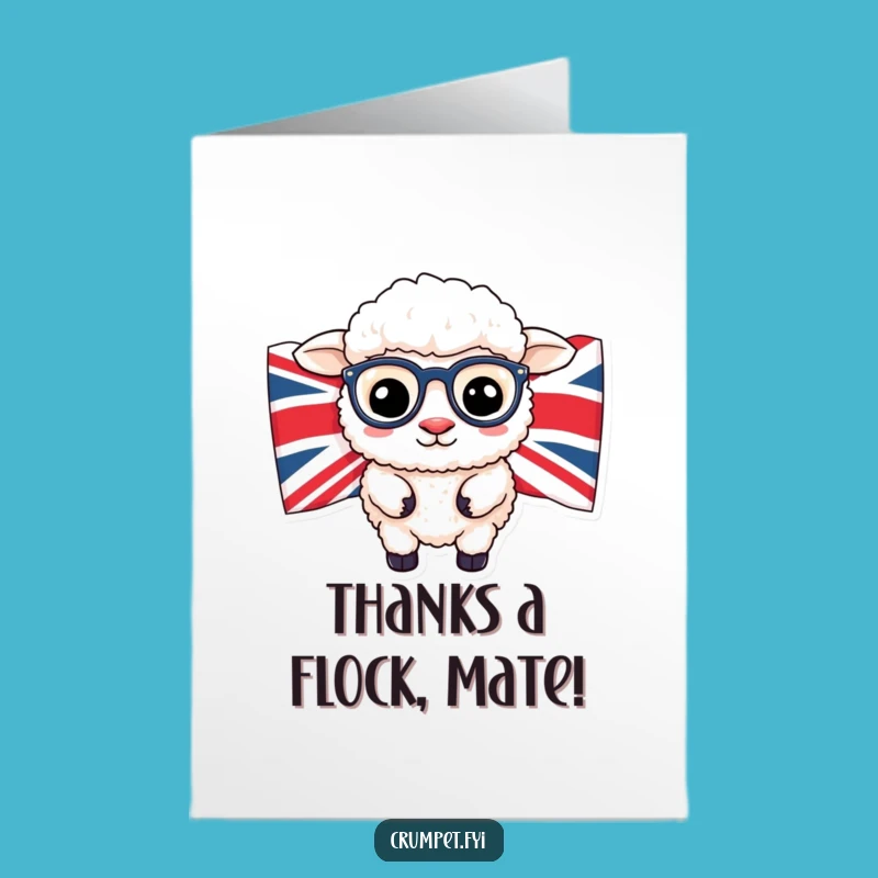 Free Printable Thank You Card: Sheep with Specs, Union Jack, Heartfelt Downloadable