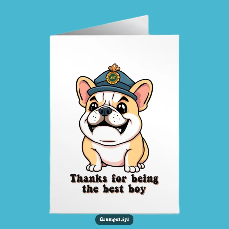 Free Printable Thanks Card: Bulldog's Confident Pose, Ceremonial Hat, Funny DIY