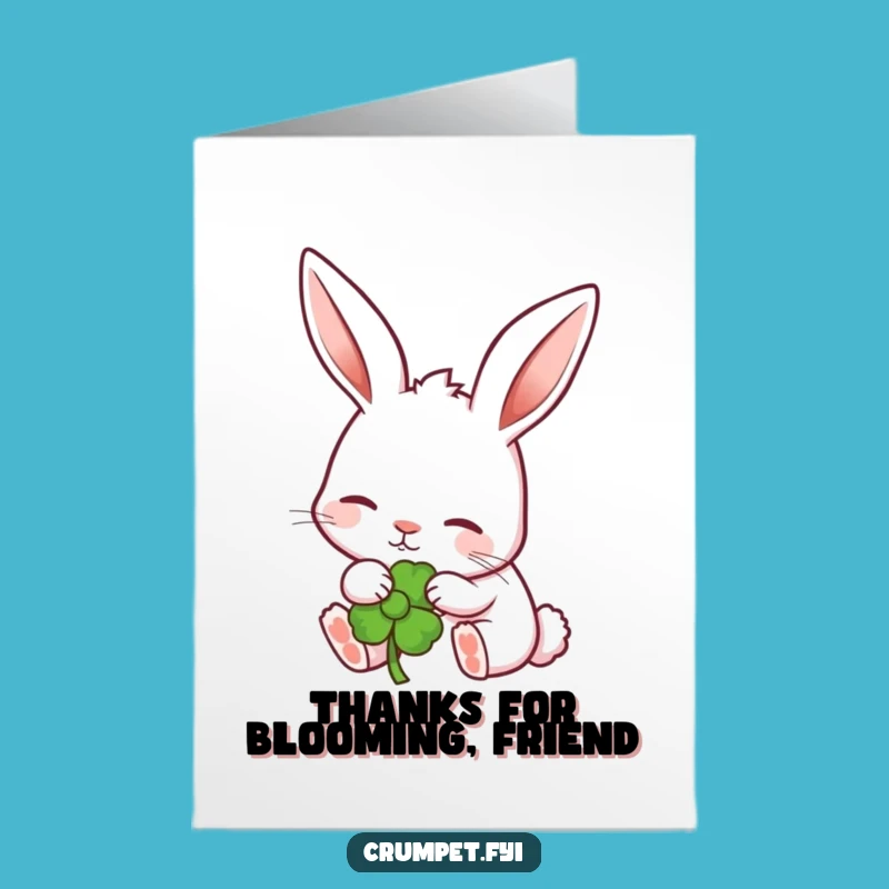 Free Printable Thank You Card: Grateful Rabbit Nibbling Flower Digital Download