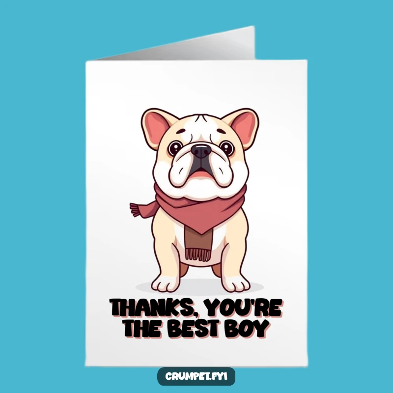 Free Printable Thank You Card: Bulldog Stands Gratefully - Funny Downloadable Gift